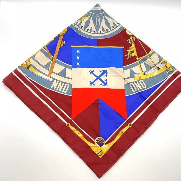 HERMES Scarf Carre 90cm Multi- Sextants Vintage - Picture 14 of 16